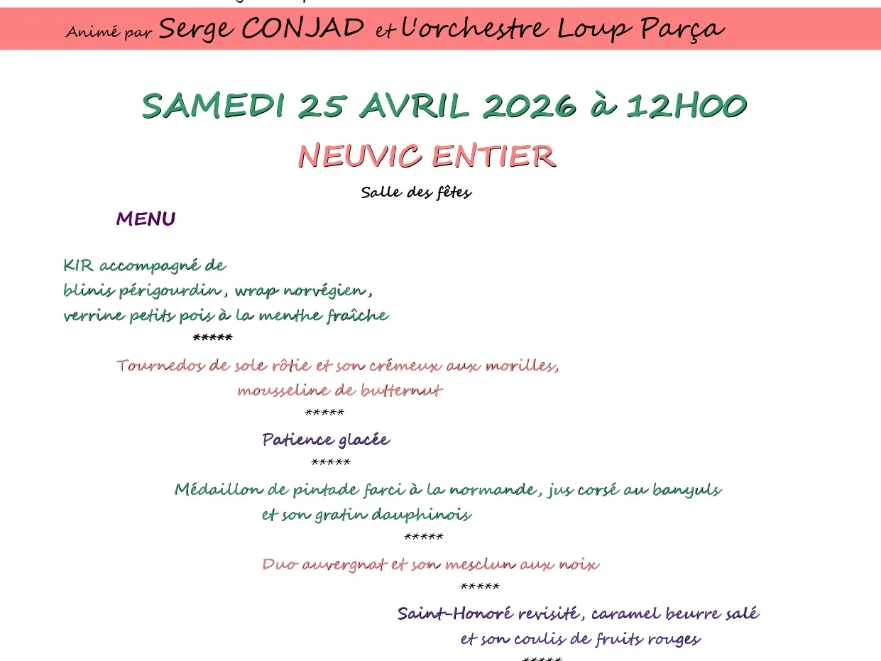 Repas dansant LA RUCHE