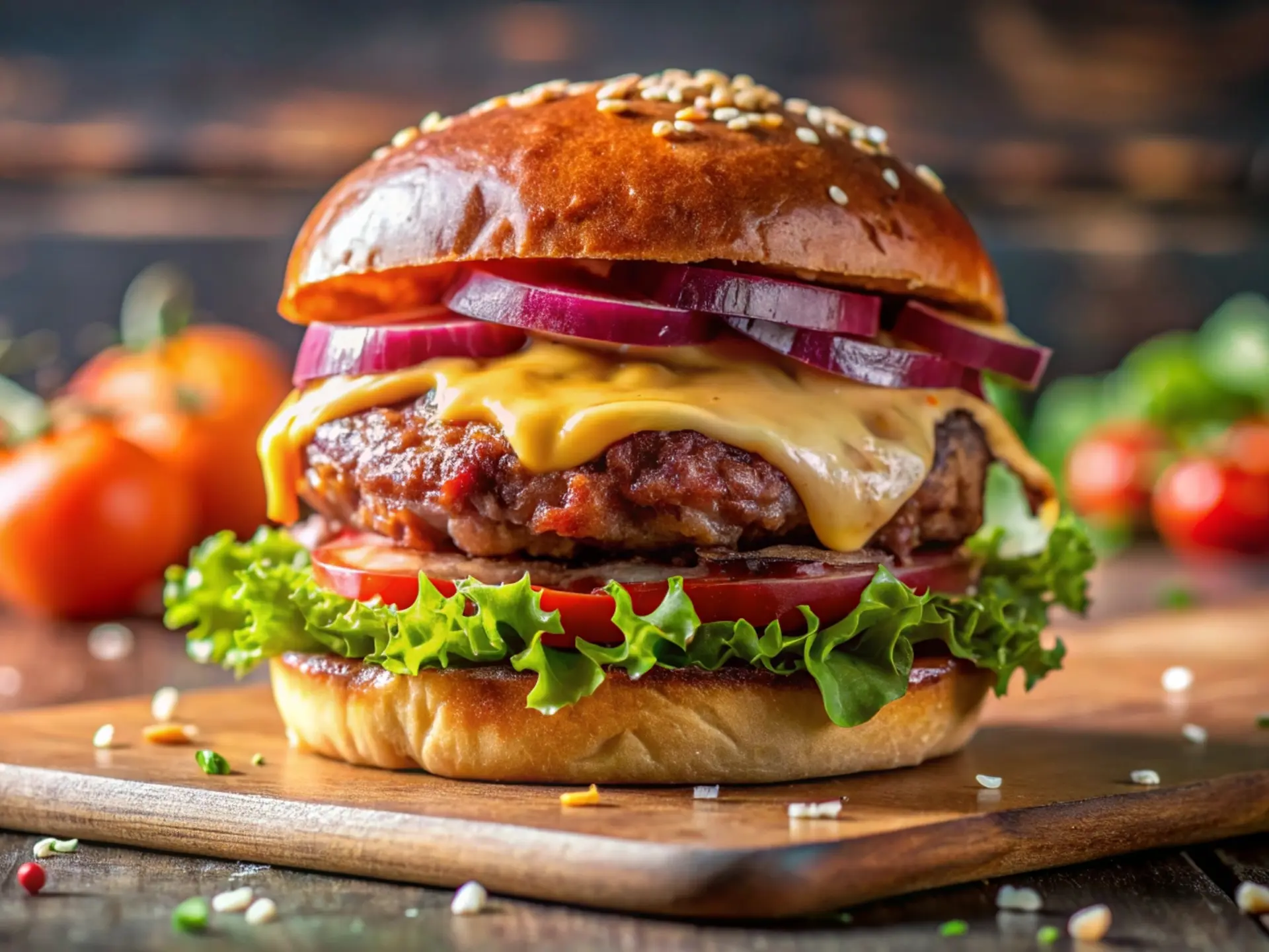 Delicious Cheeseburger with Fresh Toppings.