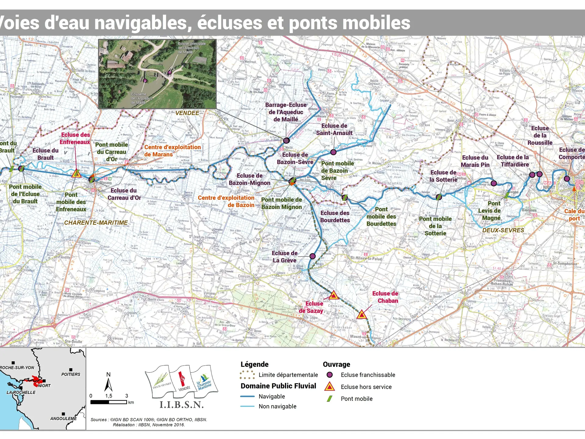 Plan des voies navigables et des écluses