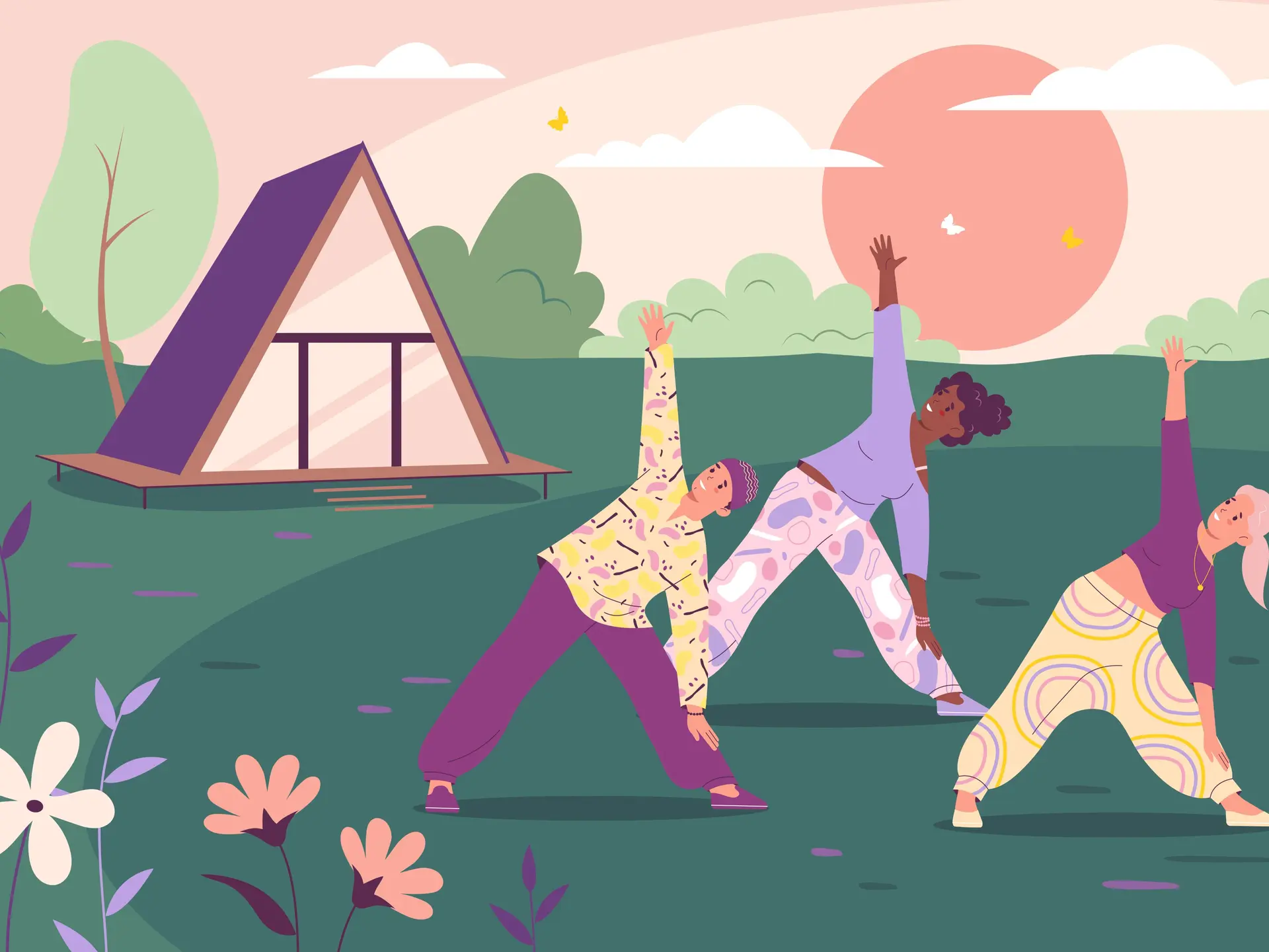 2307.q893.008.S.m009.c10.retreat spiritual practice flat illustration