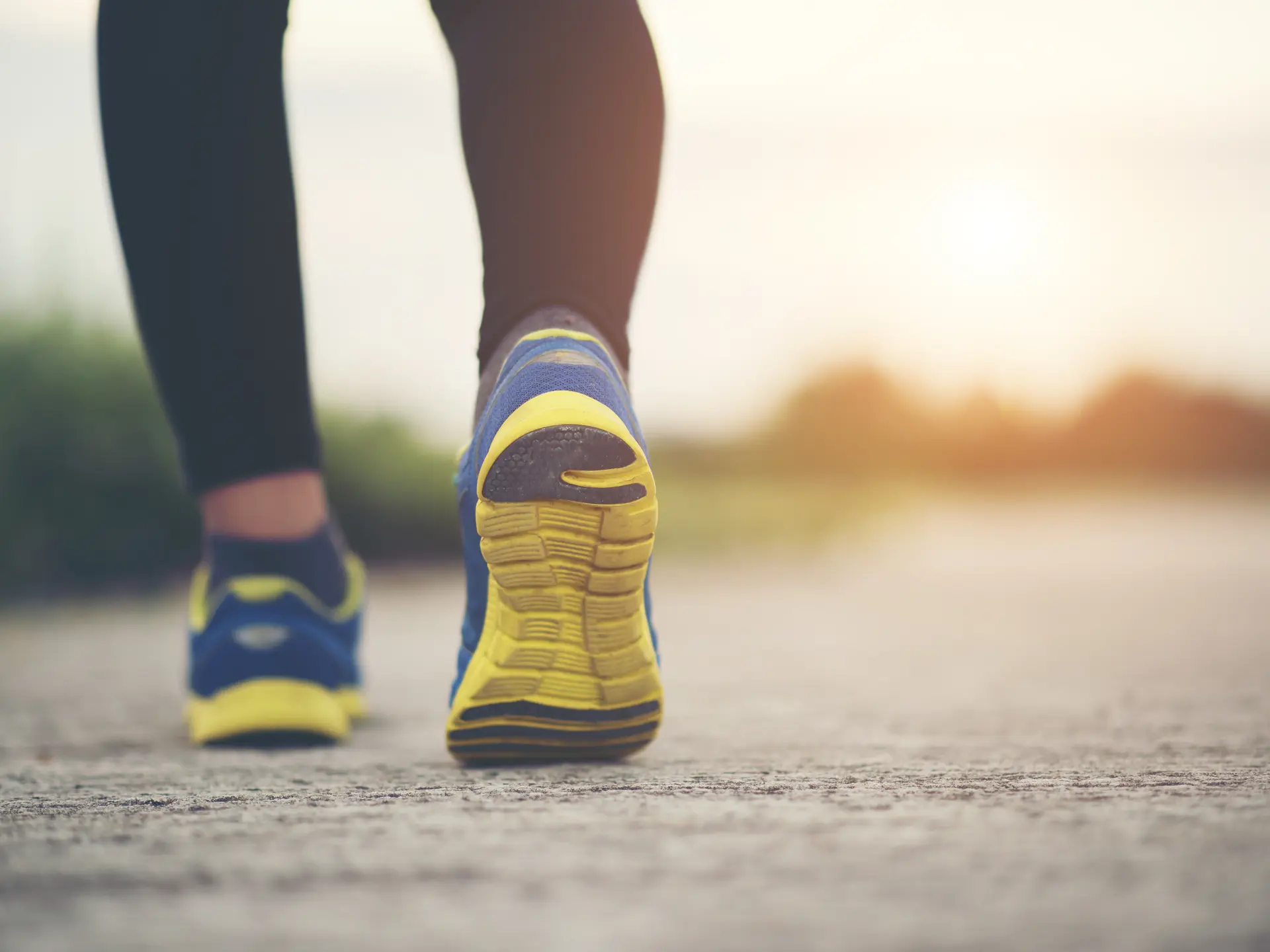 Close up on running shoes Fitness women training and jogging