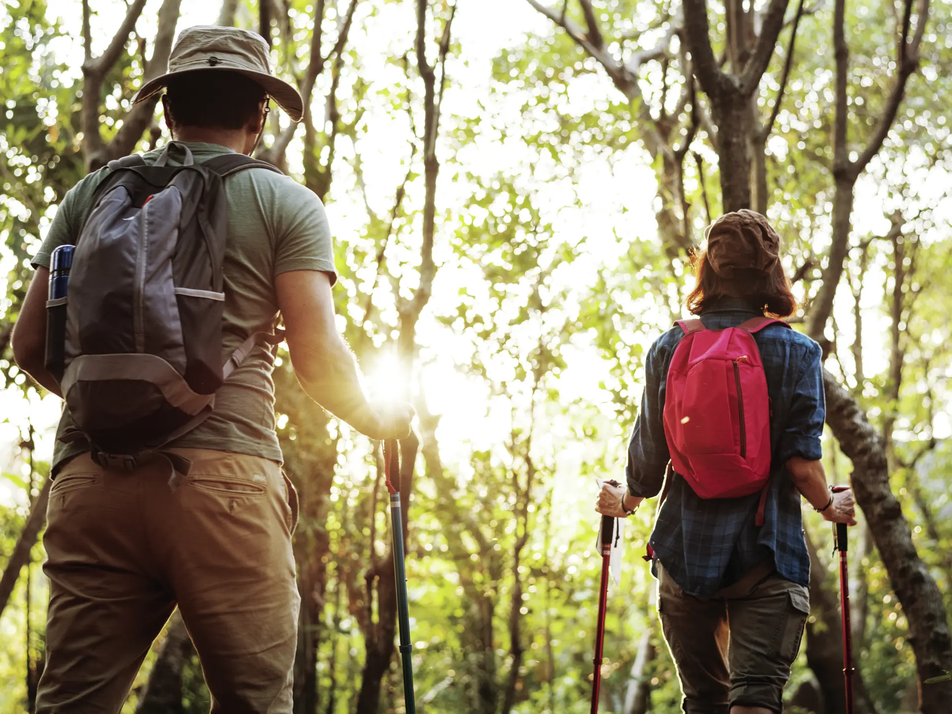 Couple trekking together