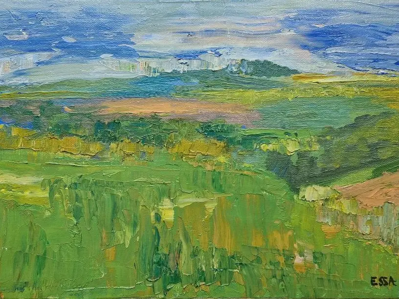 Paysage du Vexin - peinture à l'huile au couteau