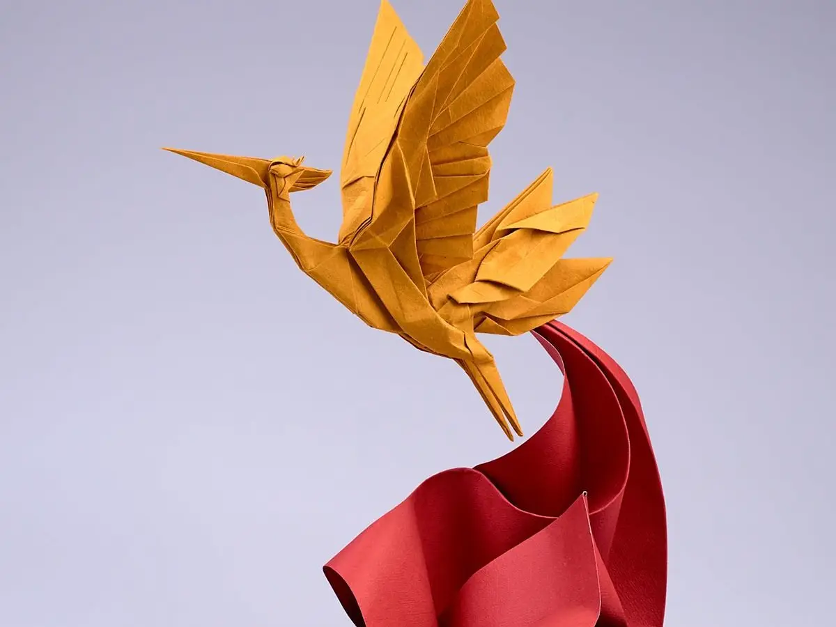 Héron en origami
