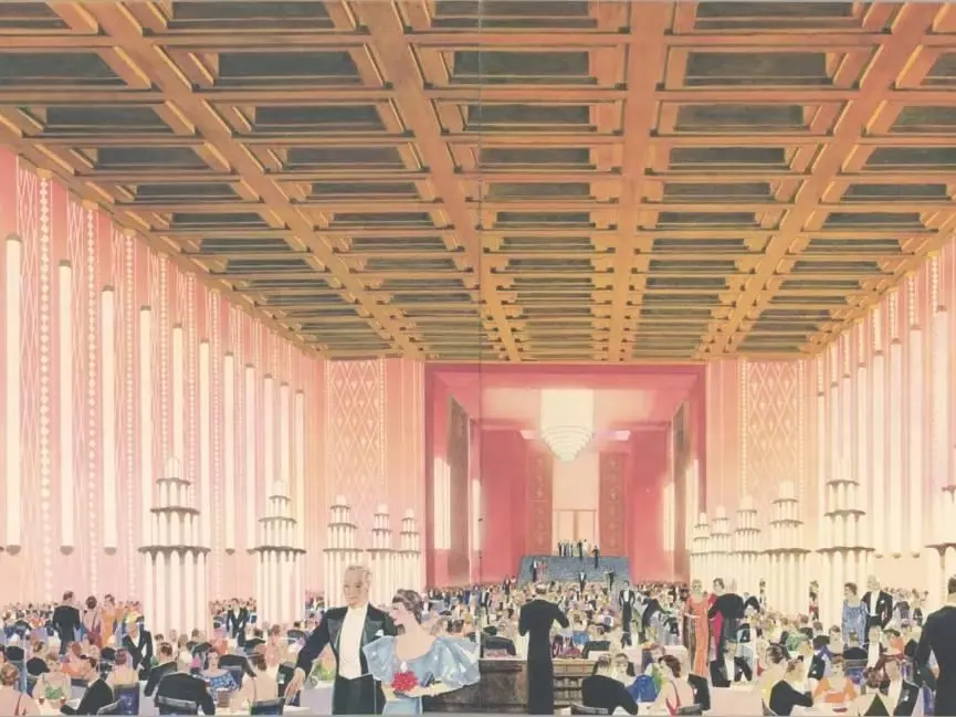 Salle à manger de première classe du paquebot Normandie