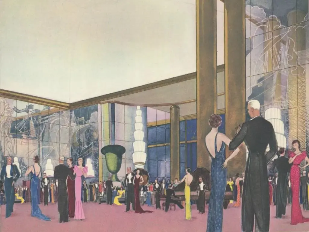 Le grand salon de première classe paquebot Normandie (1935)