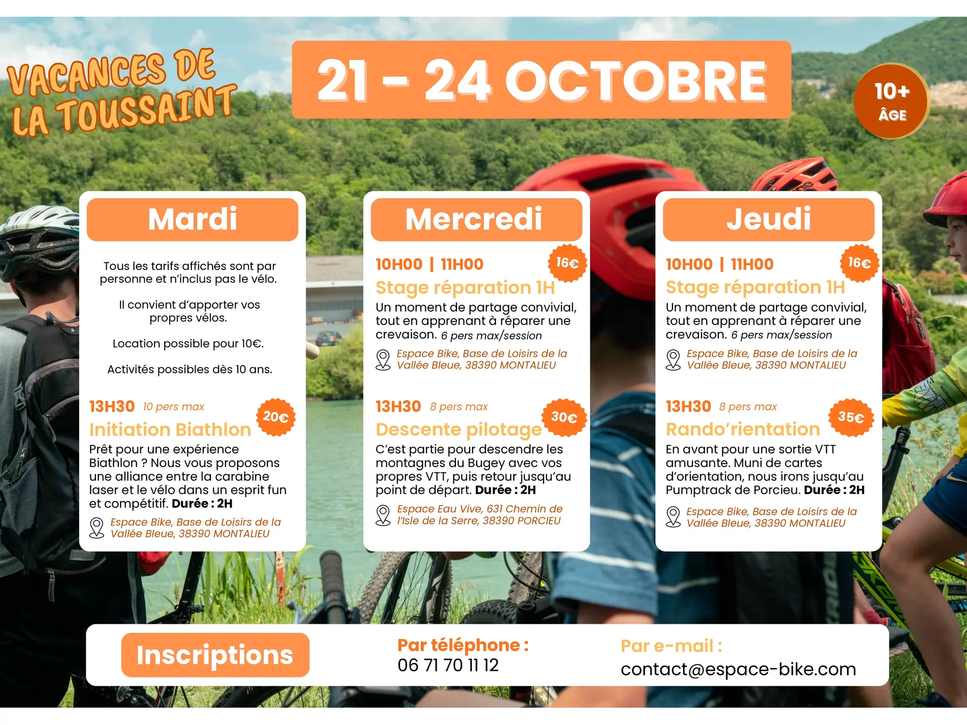 Programme des stages et ateliers proposés durant les vacances de Toussaint