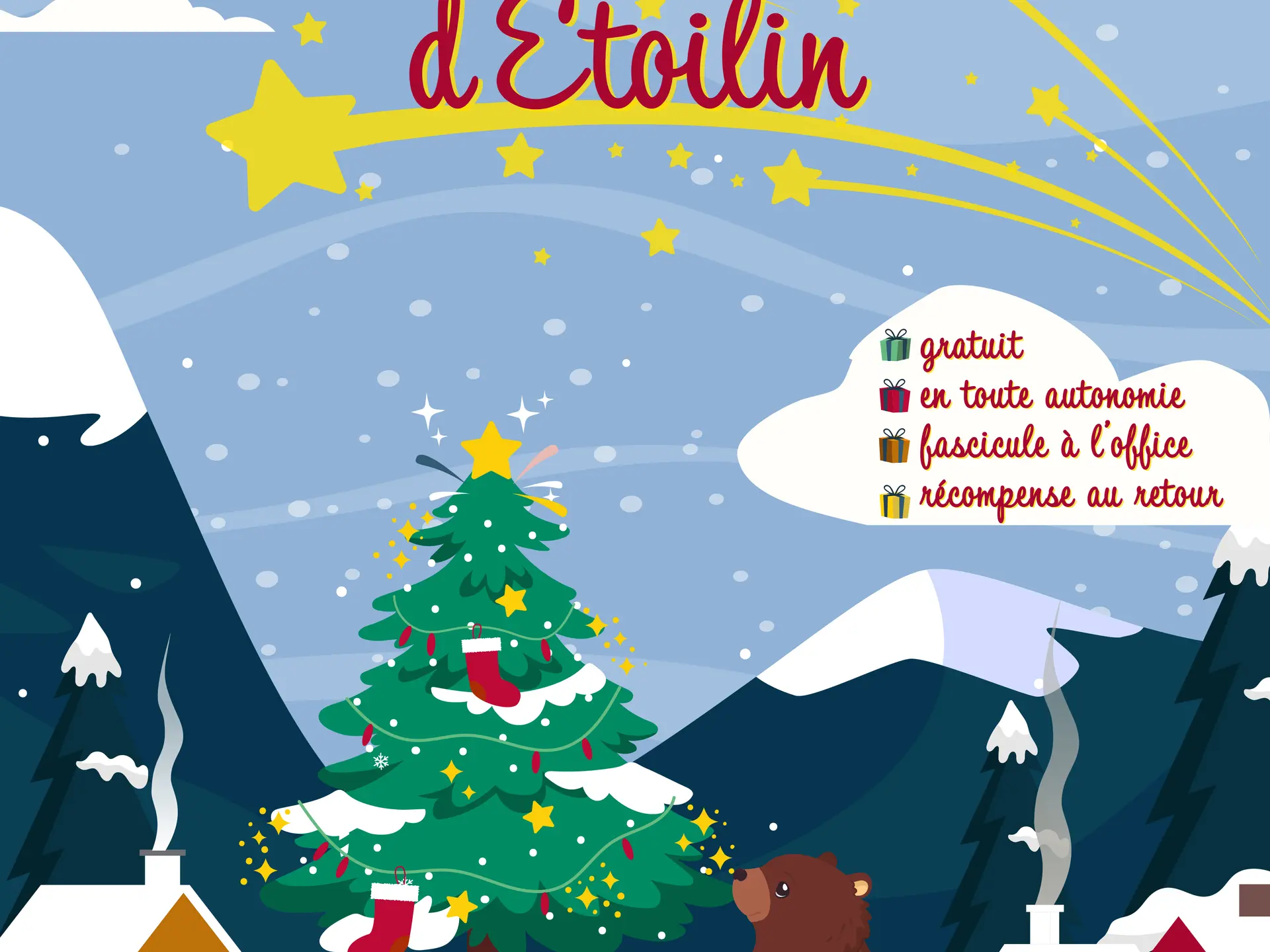 Affiche du parcours découverte pour les vacances de Noël 2025 La nuit magique d'Étoilin