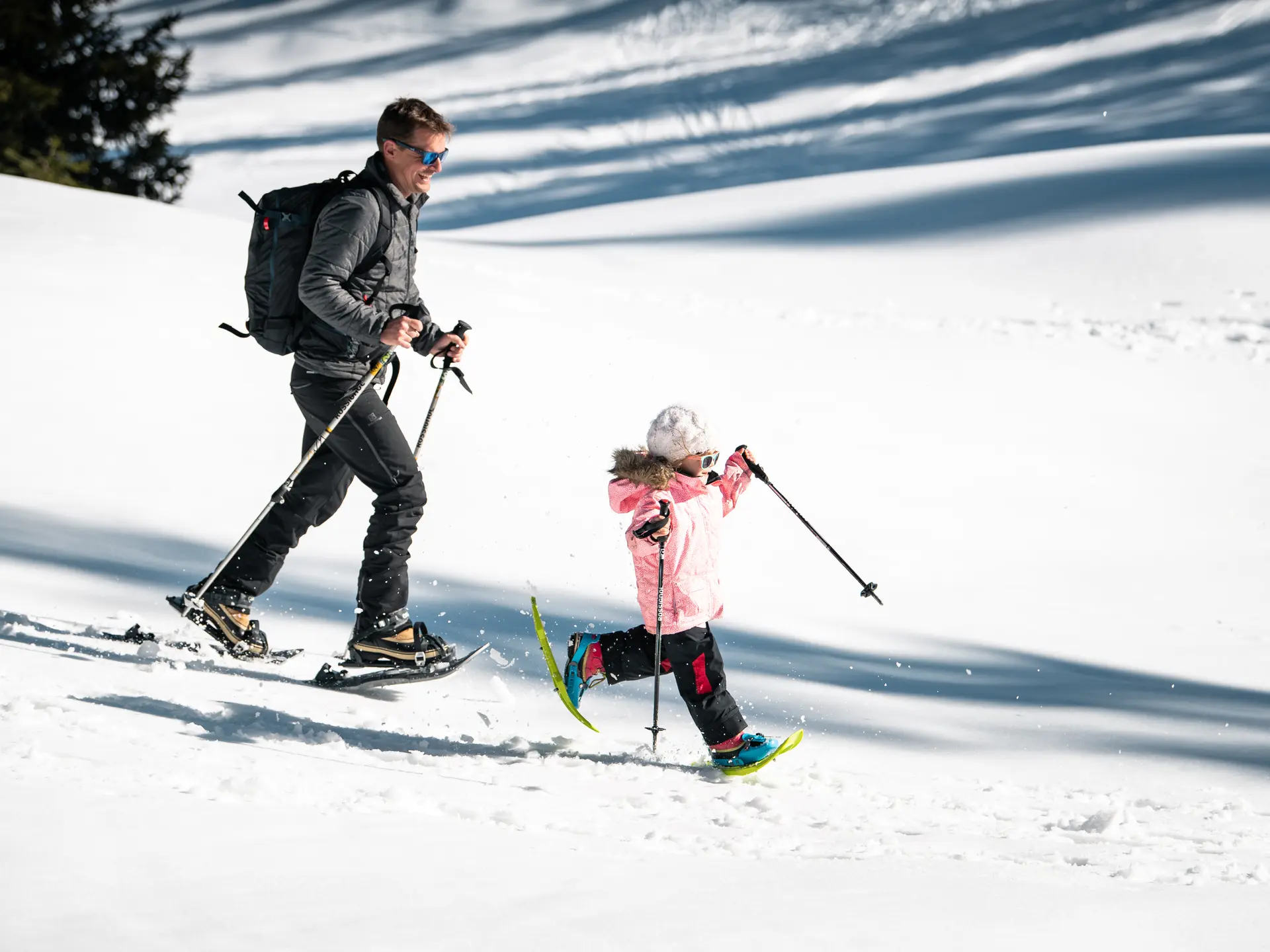 Raquettes avec enfant