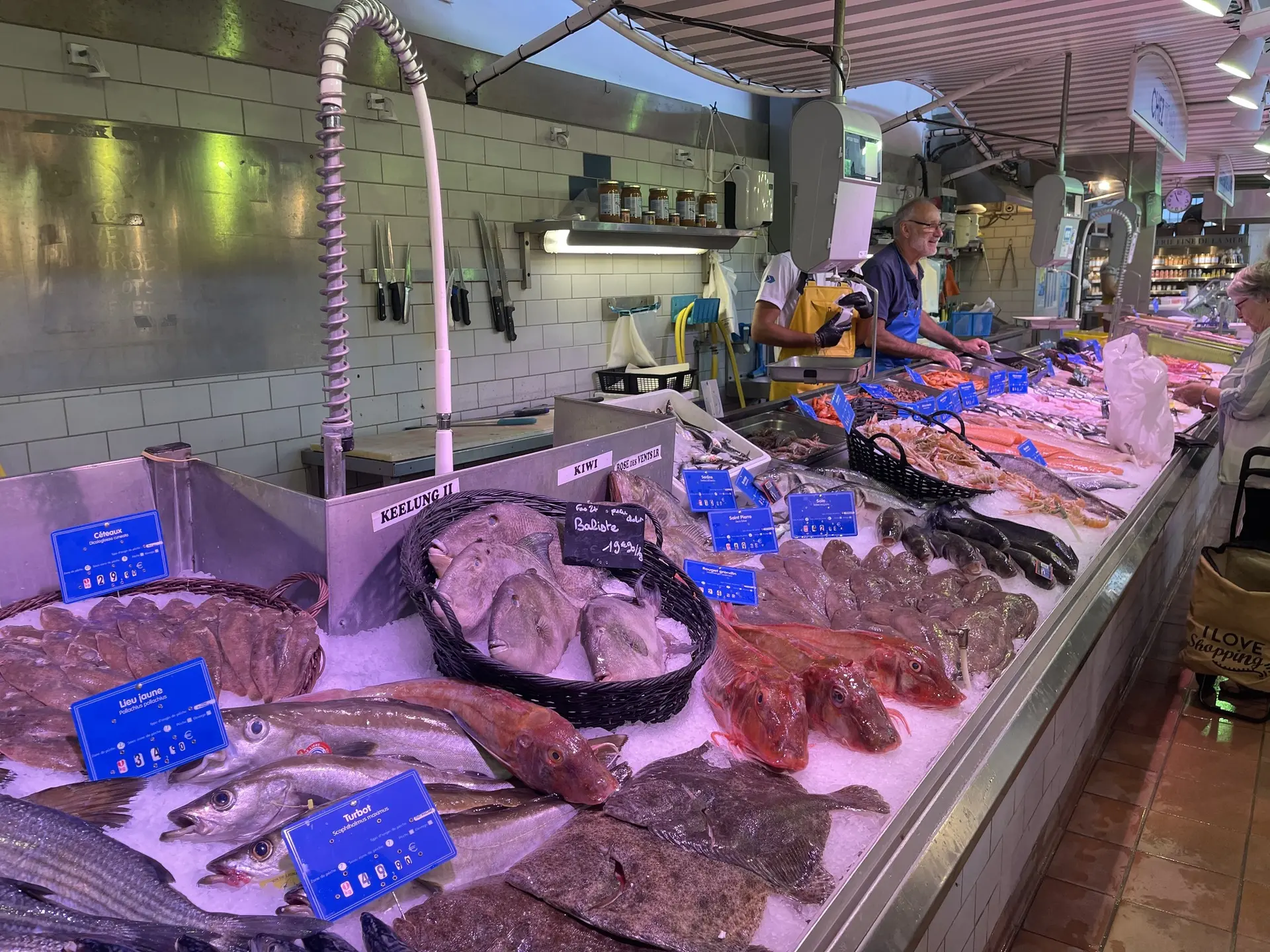 Fish stall in the covered market hall