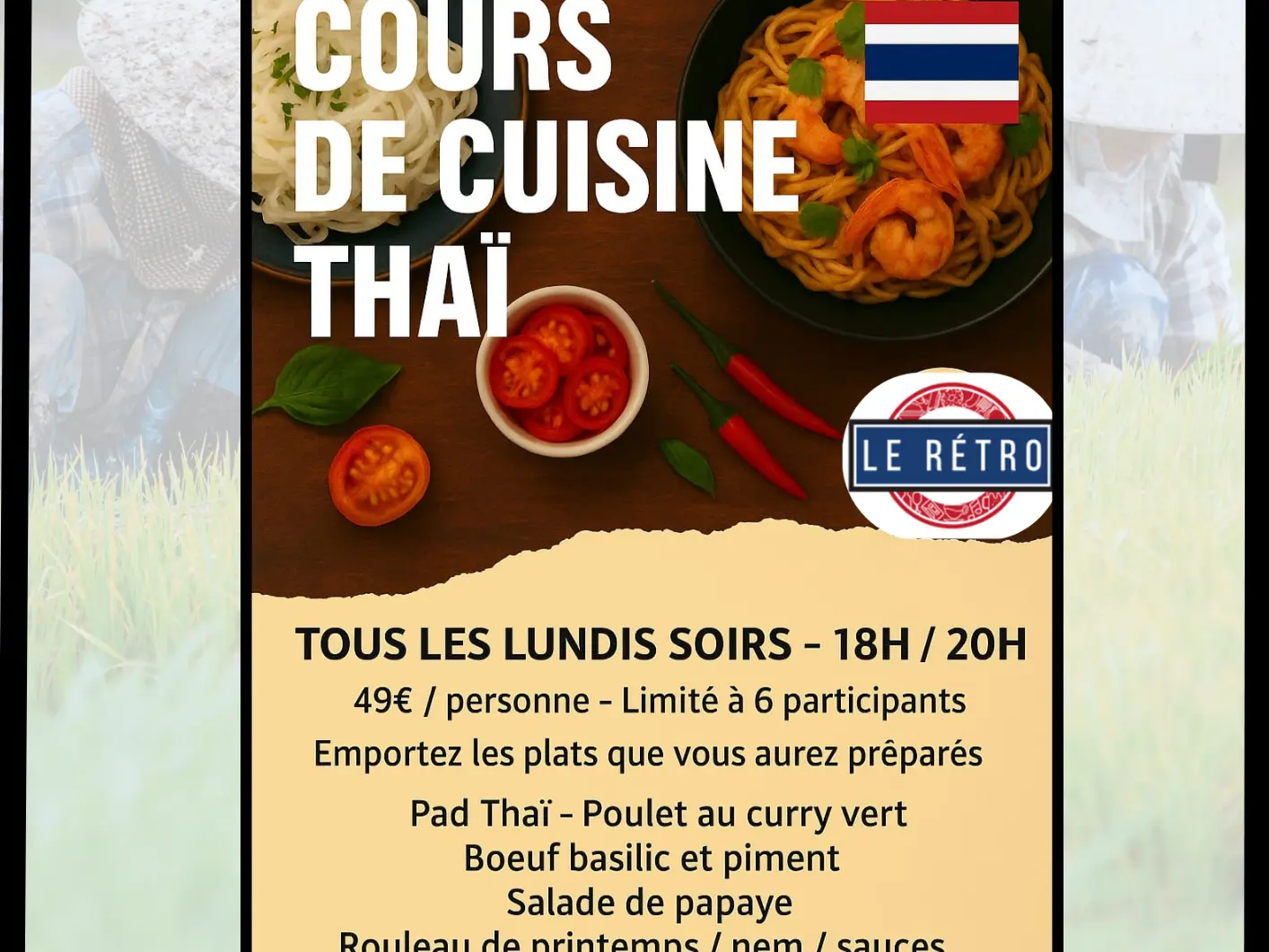 Cours de cuisine Thaï au Rétro