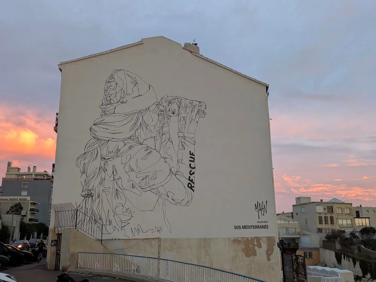 fresque soutien à SOS Mediterranée