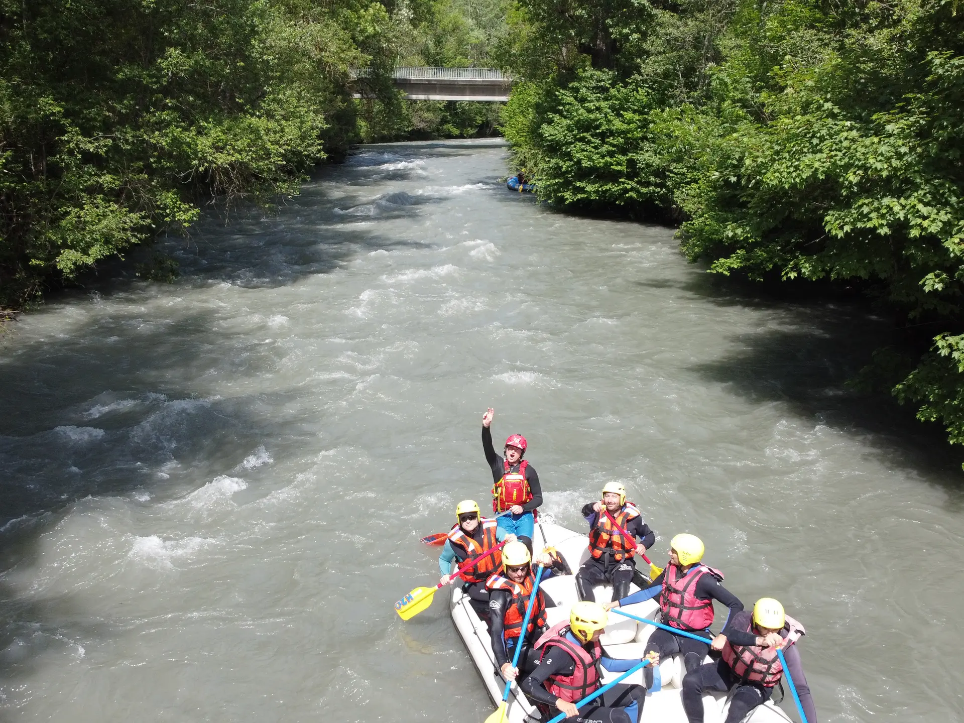 People rafting on the water