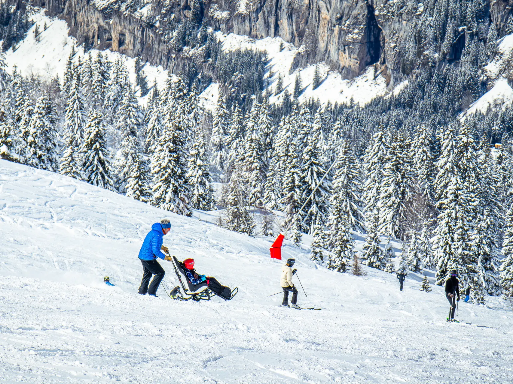 Tandem handiski sur les pistes de Flaine