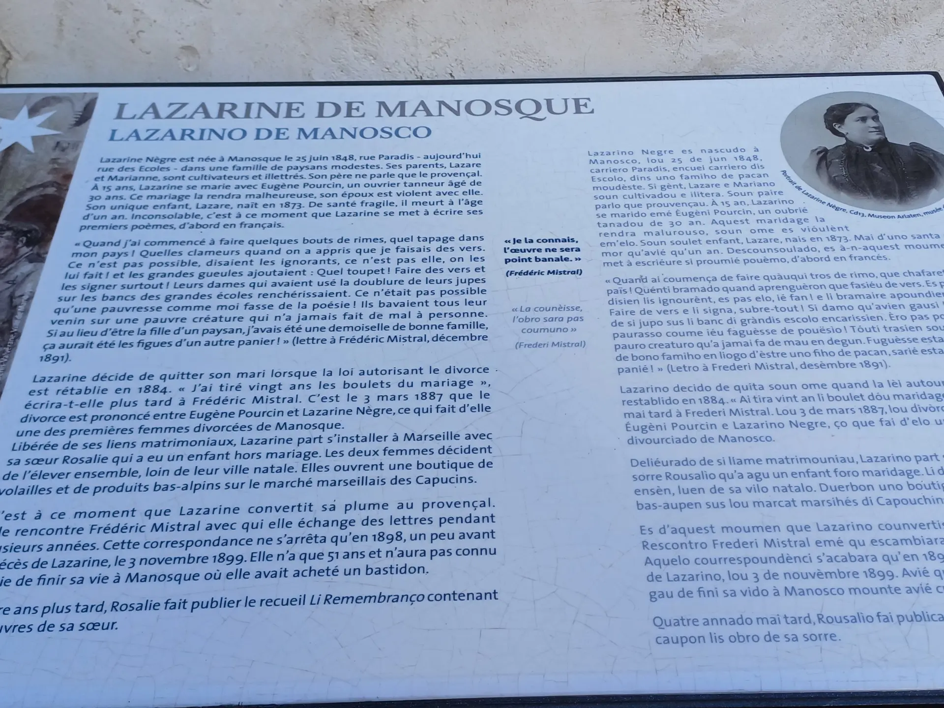 Plaque Lazarine de Manosque