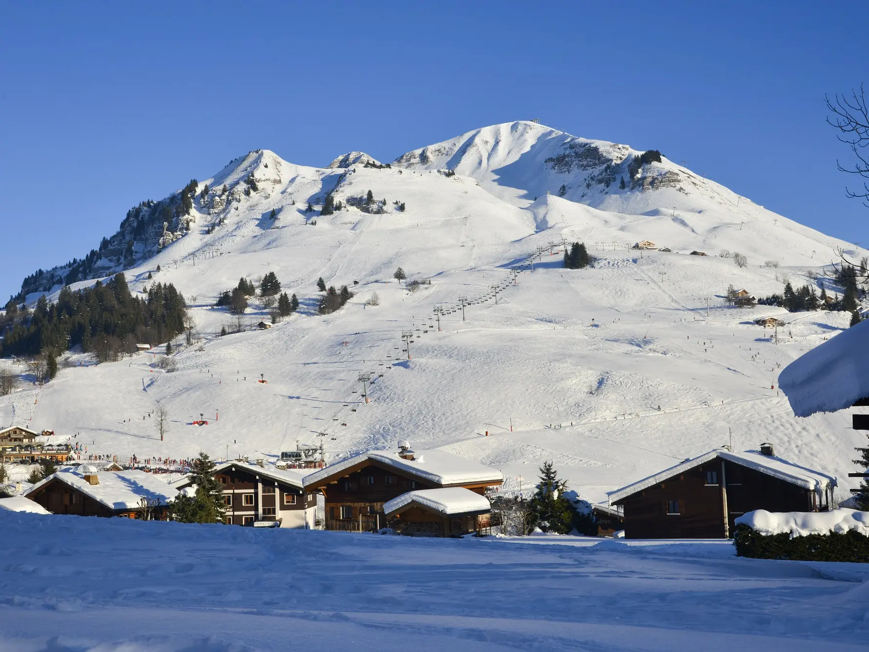 Vue sur le domaine skiable depuis le Chinaillon