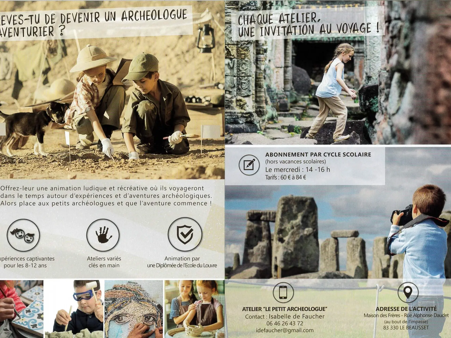 Atelier d'archéologie pour enfants