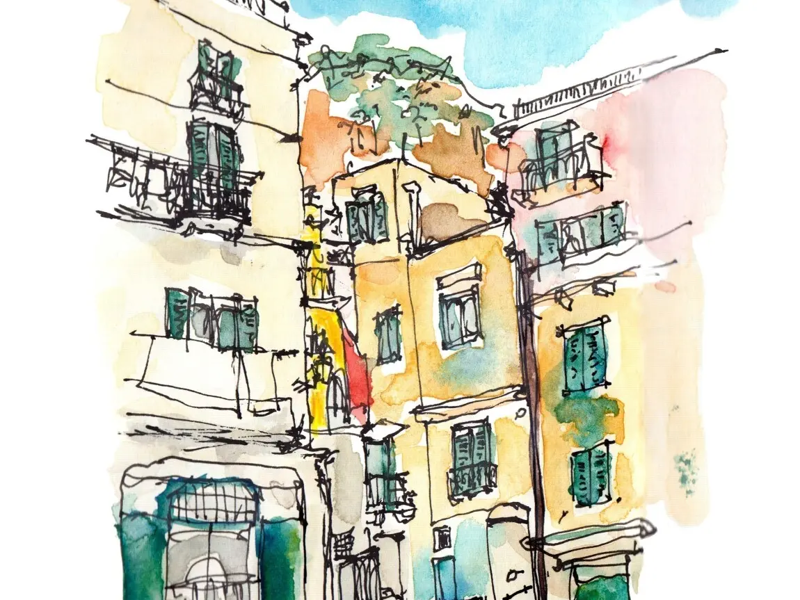 Croquis à l'aquarelle