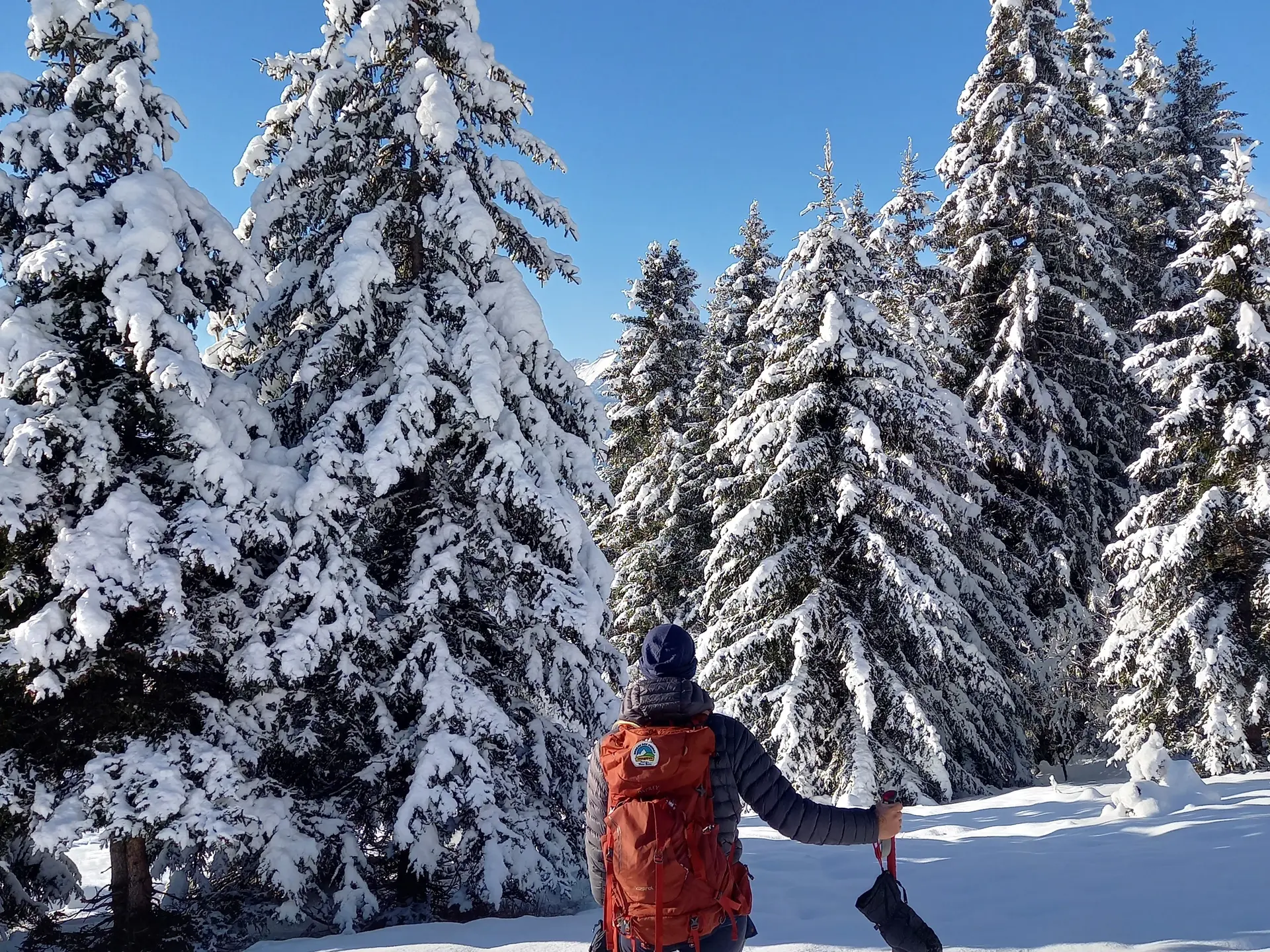 Randonnéur sur chemin du Leutellet
