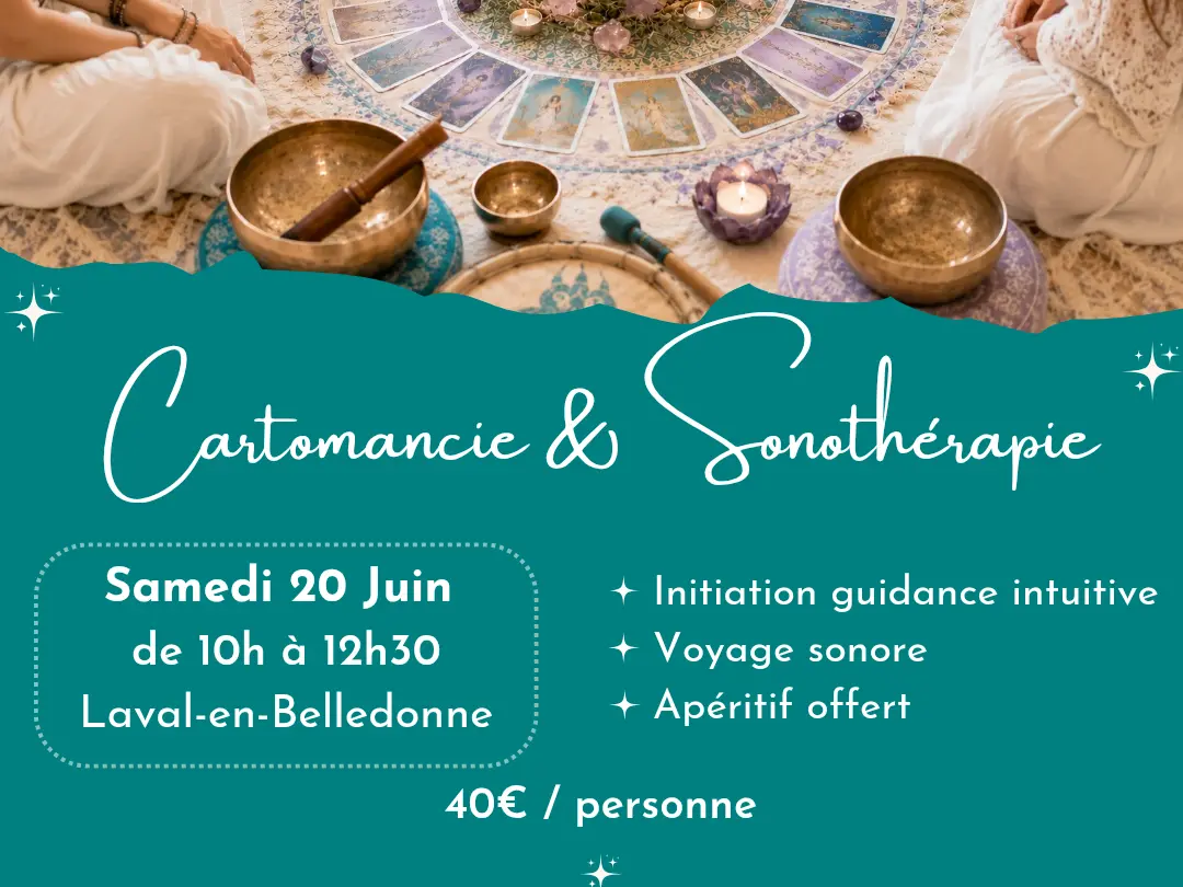 Affiche de la matinée cartomancie et sonothérapie