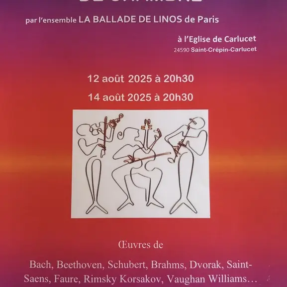 Concert musique de chambre Carlucet 12 et 14 Août 2025