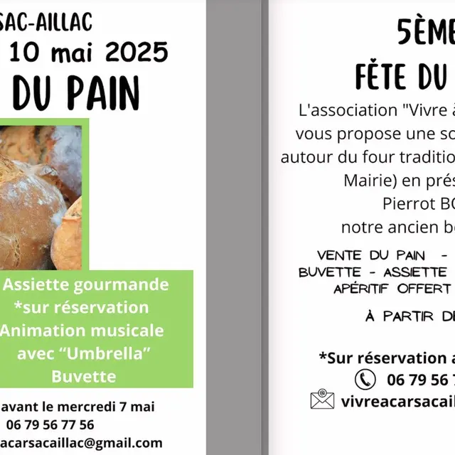 Fête du pain Carsac 10 Mai 2025