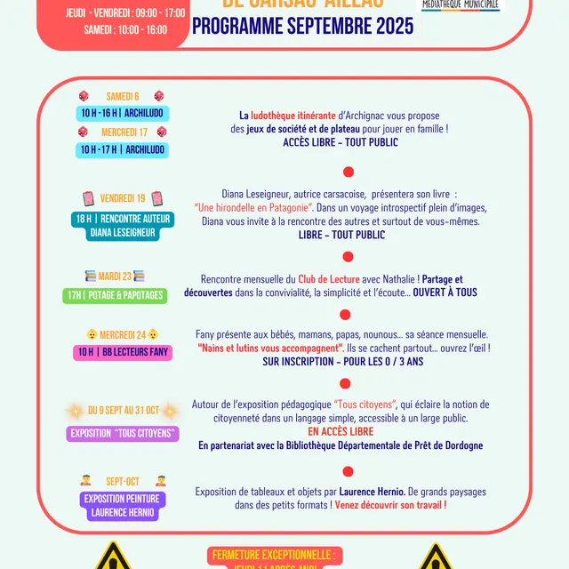 PROGRAMME MENSUEL - septembre 2025