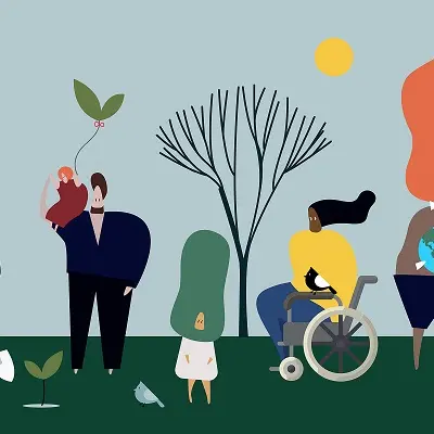 Diverse people in nature illustration
