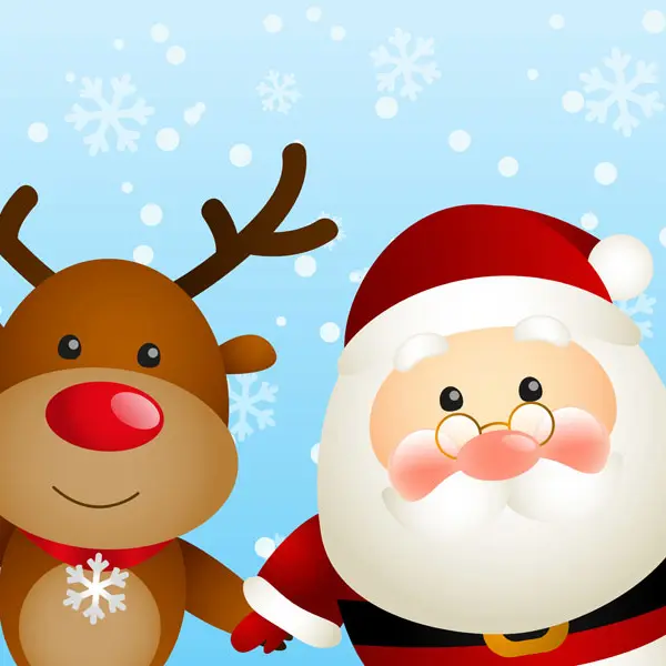 Funny Santa and cute deer