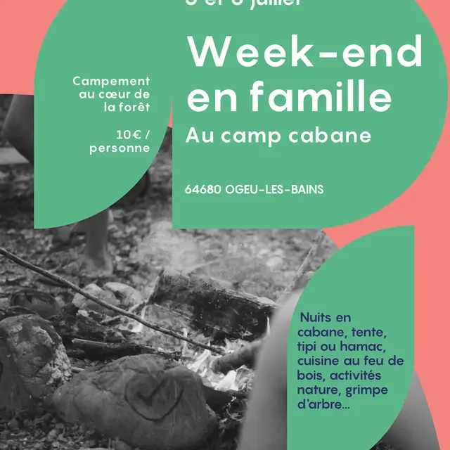 WE FAMILLES CAMP CABANE - Affiche week-end famille