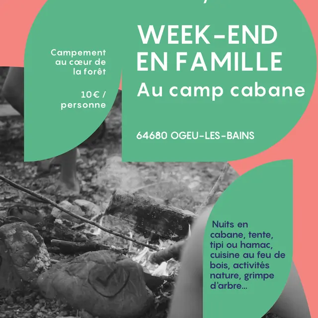 SEJOURS ET WE FAMILLES CAMP CABANE - Affiche week-end famille