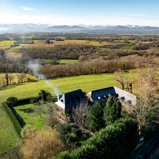 Ext vue aerienne maison et pyrénée