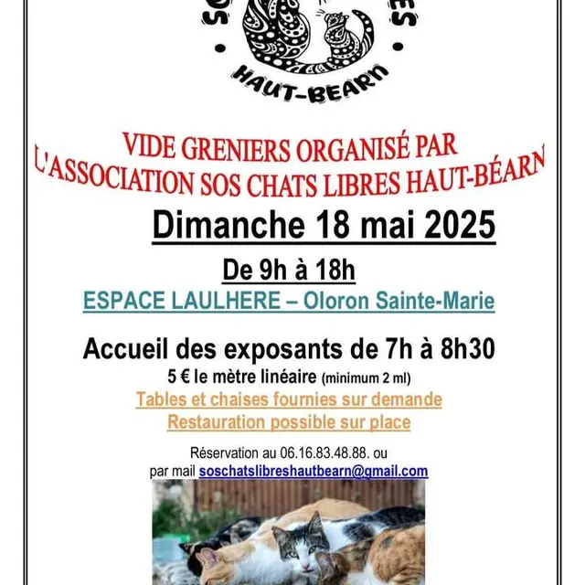 Vide grenier SOS chats libres Haut-Béarn