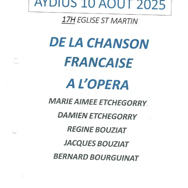 Concert Aydius - De la chanson française à l'opéra