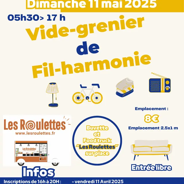 Jaune et Bleu Illustration Vide grenier Affiche (8)