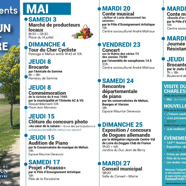 Evènements Mai 2025 Mehun-sur-Yèvre