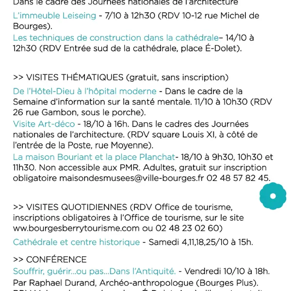 Les rendez-vous d'octobre 1