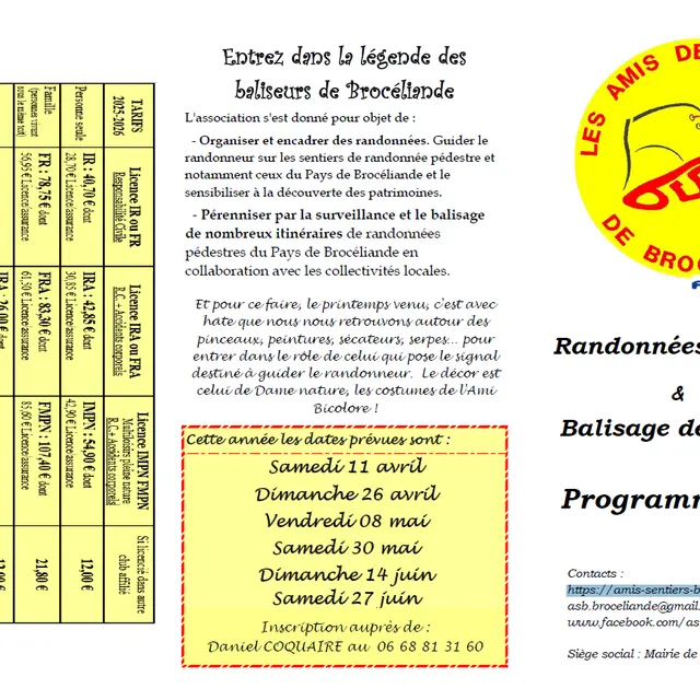 Programme Les Amis des Sentiers de Brocéliande