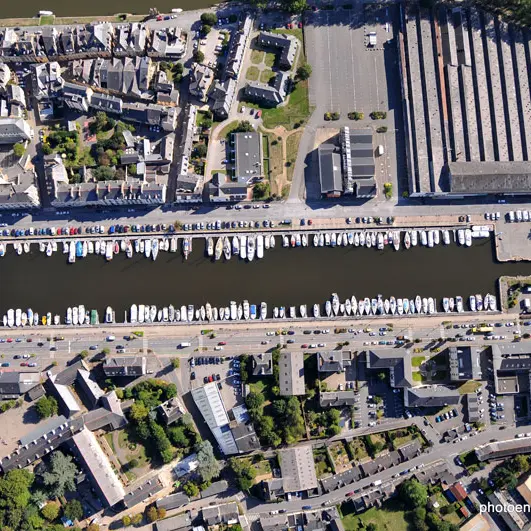 Vue aérienne du port de plaisance de Redon