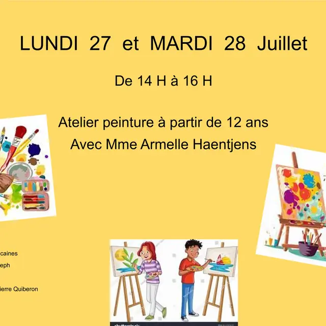 LUNDI 27 et MARDI 28 Juillet atelier peinture