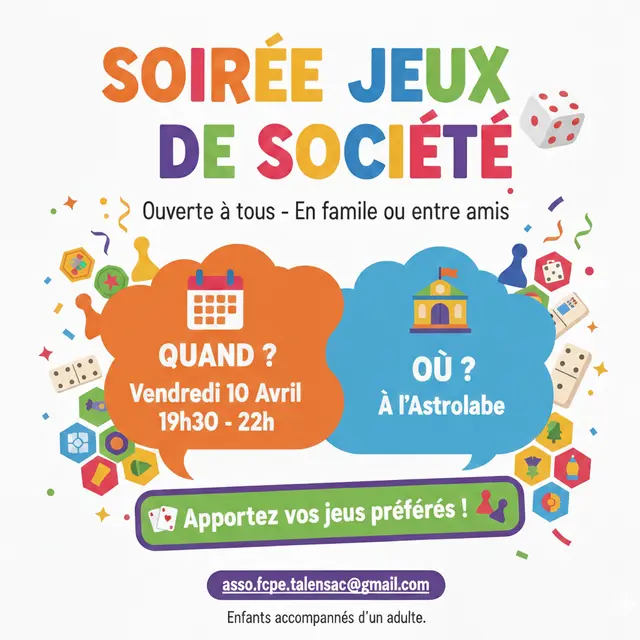 Affiche soirée jeux de société