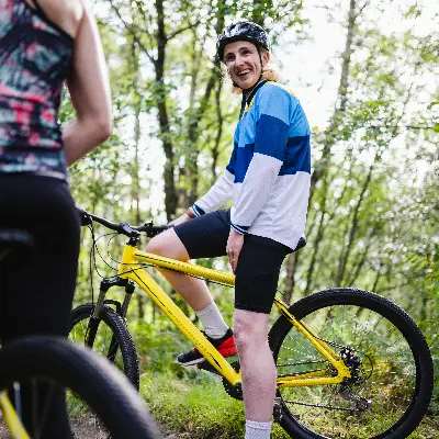 Cyclists stopping and taking a break