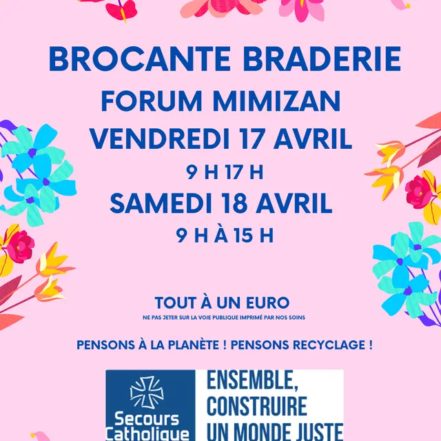 Brocante braderie Forum Mimizan vendredi 17 samedi 18 avril 9 h à 17 h - 1