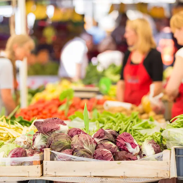 Farmers' market stall.
