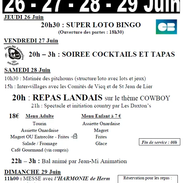 Fetes Onard 26-29 JUIN