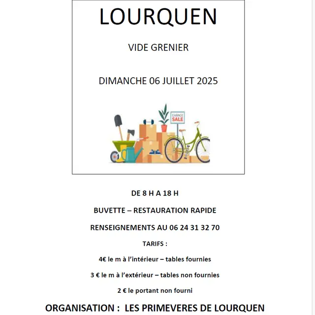Vide grenier Lourquen 6 JUILLET