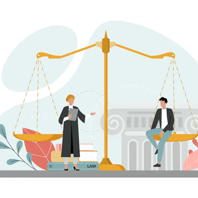 Judge concept. Court worker stand for justice and law. Judge in traditional