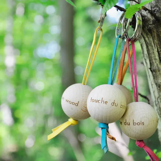 porte cles chance cuir et bois mazzarino