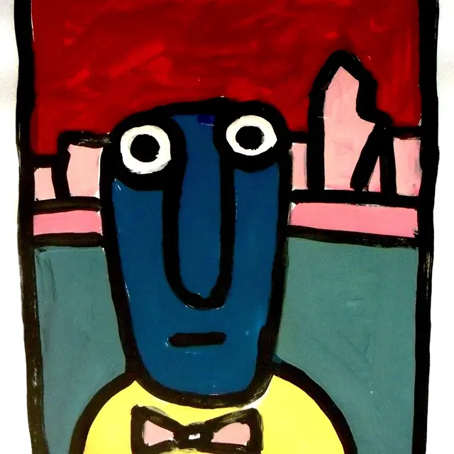 sanf autoportrait dvt village st leonard50x65hors cadre