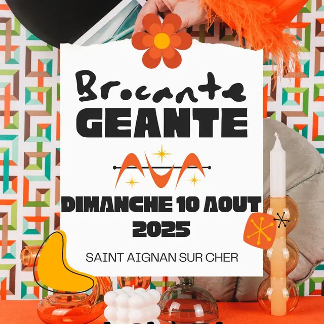 Publication Instagram Annonce Brocante géante Inspiration Rétro Années 60/70 Photo Orange Jaune  - 1